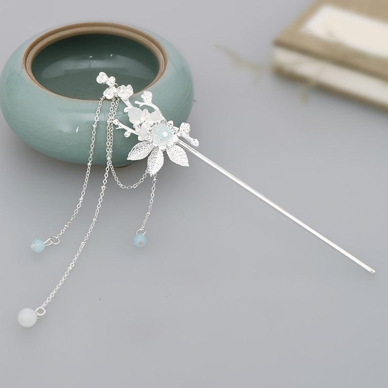 Vintage Flower Leaf Tassel Hair Clip
