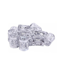 50pcs Aluminum Hollow Out Dreadlocks Rings Beads Hair Ring Decoration Silvery