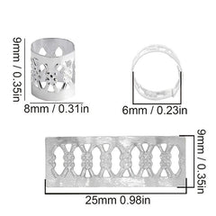 50pcs Aluminum Hollow Out Dreadlocks Rings Beads Hair Ring Decoration Silvery