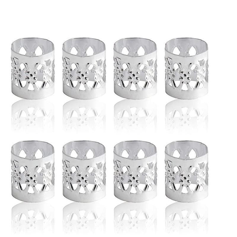50pcs Aluminum Hollow Out Dreadlocks Rings Beads Hair Ring Decoration Silvery