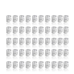 50pcs Aluminum Hollow Out Dreadlocks Rings Beads Hair Ring Decoration Silvery