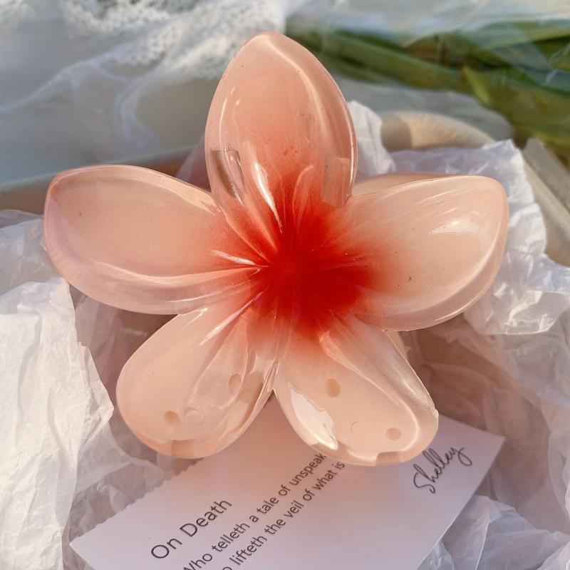 Yellow Orange Acrylic Flower Hair Claw Set Large Shark Claw