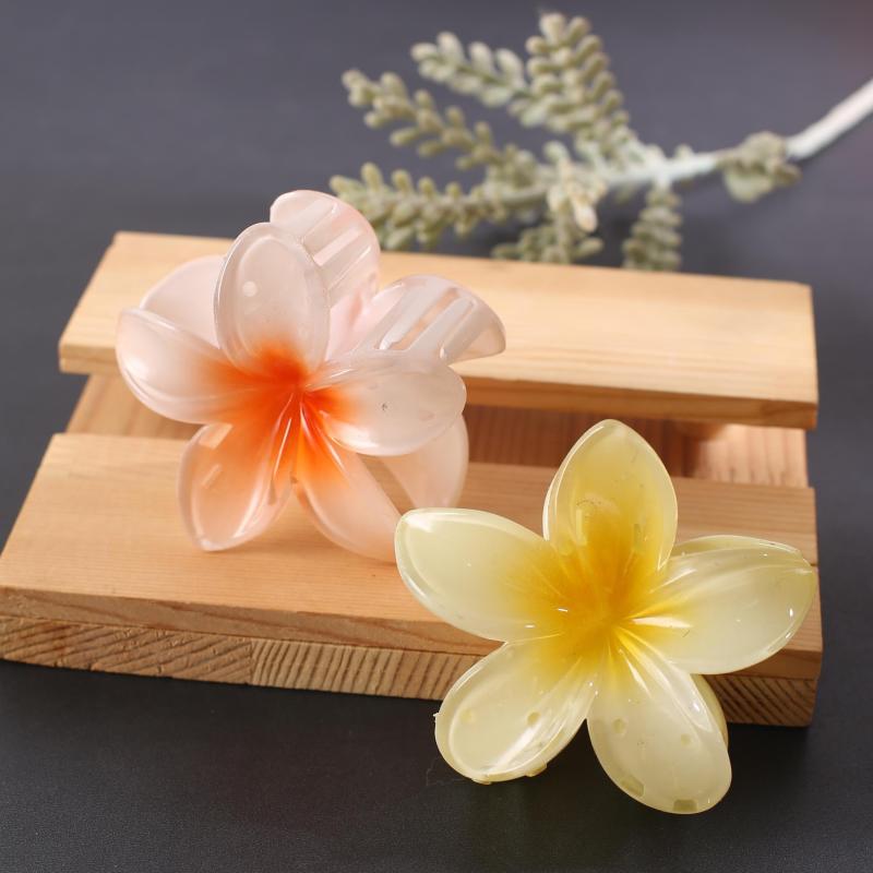 Yellow Orange Acrylic Flower Hair Claw Set Large Shark Claw