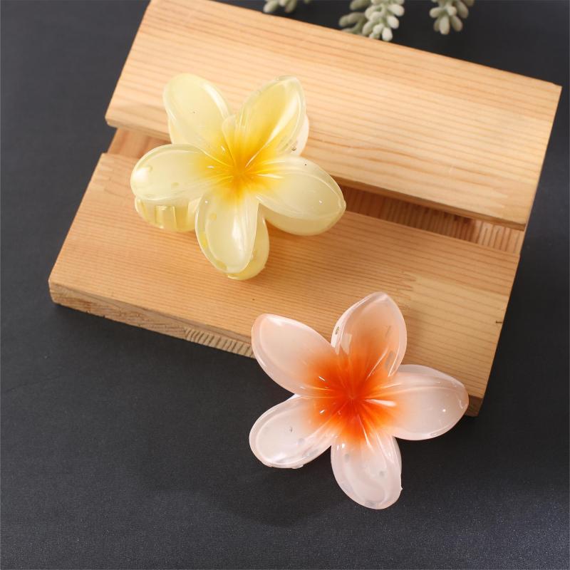 Yellow Orange Acrylic Flower Hair Claw Set Large Shark Claw