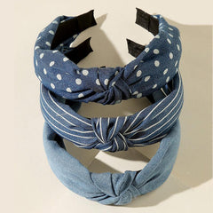 3pcs Denim Striped Dot Headband Women's Hair Accessories