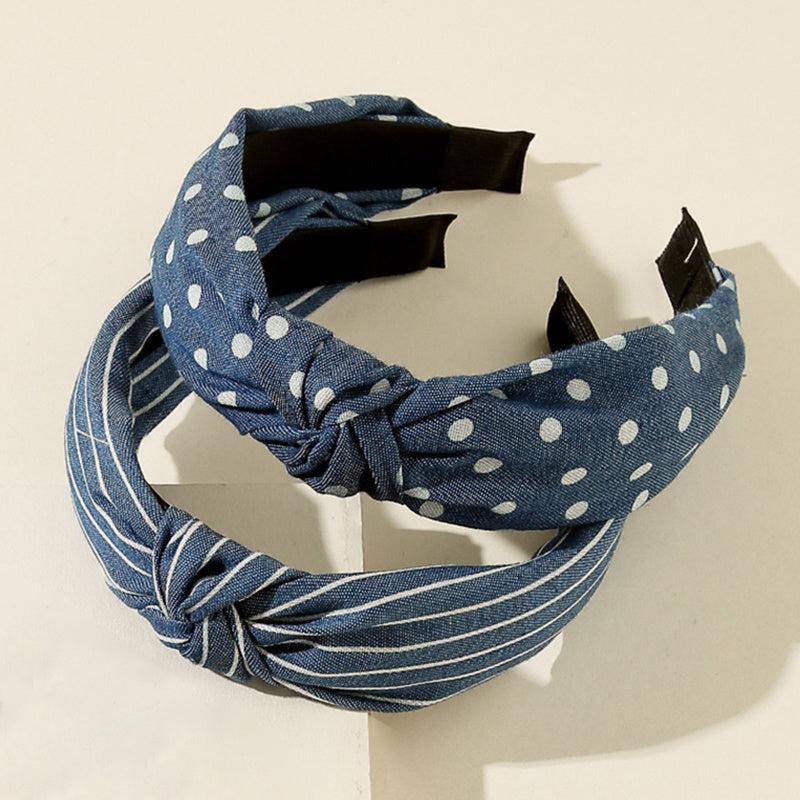 3pcs Denim Striped Dot Headband Women's Hair Accessories