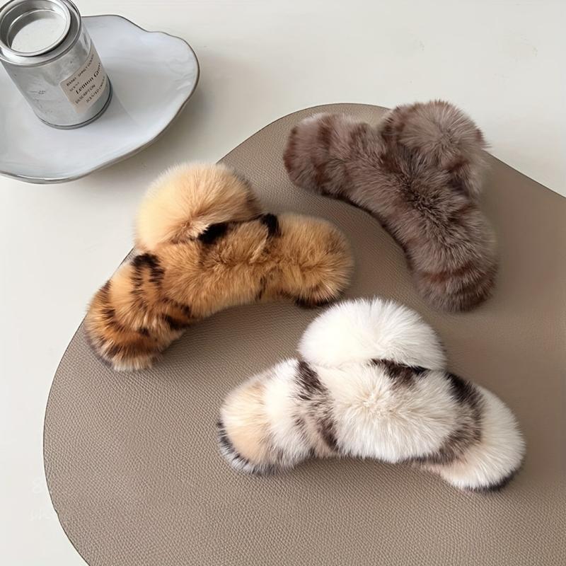 Leopard Hair Claw Winter Hair Claw for Ponytail Holder