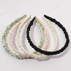 4 Sweet Silk Satin Pleated Headband Hair Hoop Hair Accessories