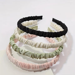 4 Sweet Silk Satin Pleated Headband Hair Hoop Hair Accessories