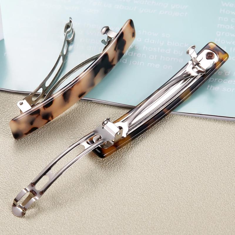 2pcs Tortoiseshell Hair Clip French Barrette Acetate Headwear