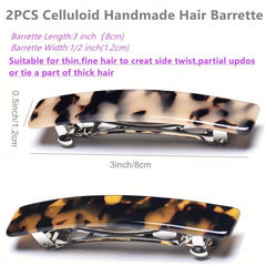 2pcs Tortoiseshell Hair Clip French Barrette Acetate Headwear