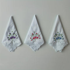6PCS Butterfly Lace Embroidered Handkerchief Hankies Wedding Supplies