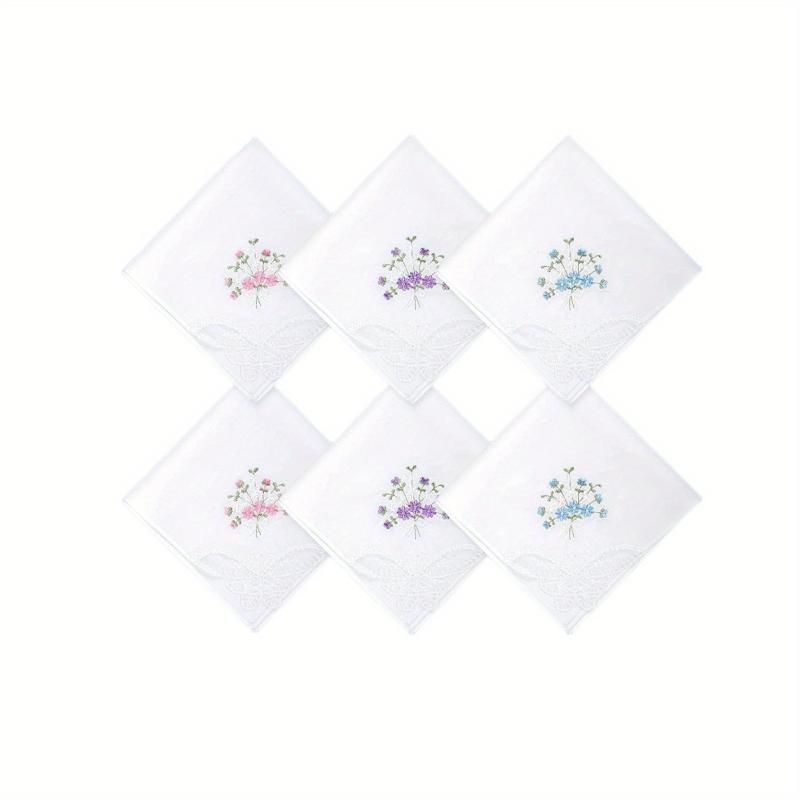 6PCS Butterfly Lace Embroidered Handkerchief Hankies Wedding Supplies