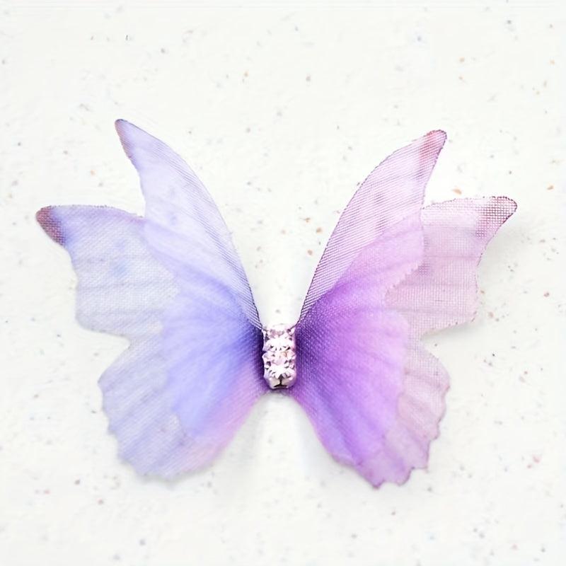 12pcs Glitter Butterfly Hair Clips Colorful Barrette