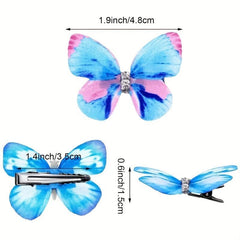 12pcs Glitter Butterfly Hair Clips Colorful Barrette