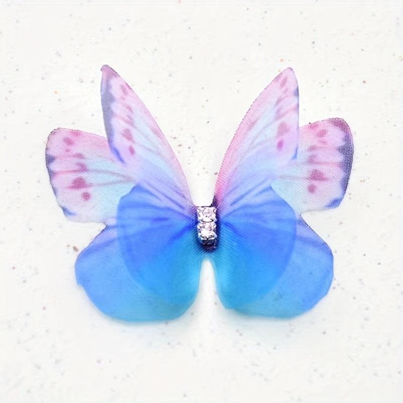 12pcs Glitter Butterfly Hair Clips Colorful Barrette