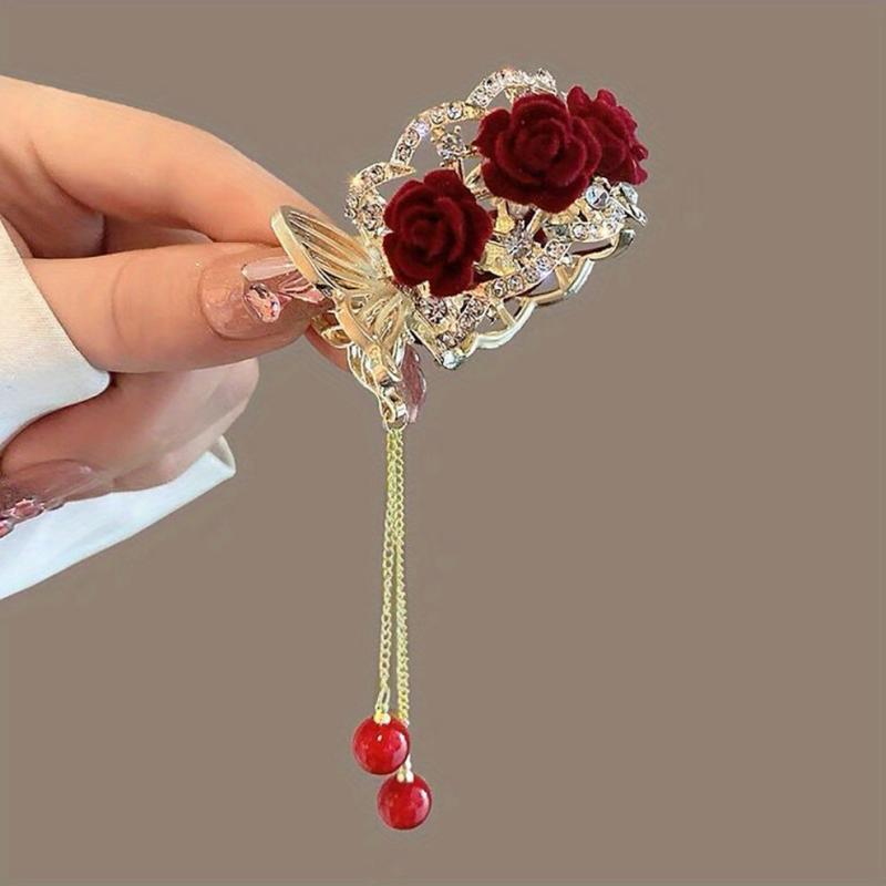 Vintage Rose Hairpin Hair Claw for Women Hair Clip Bridal Headwear