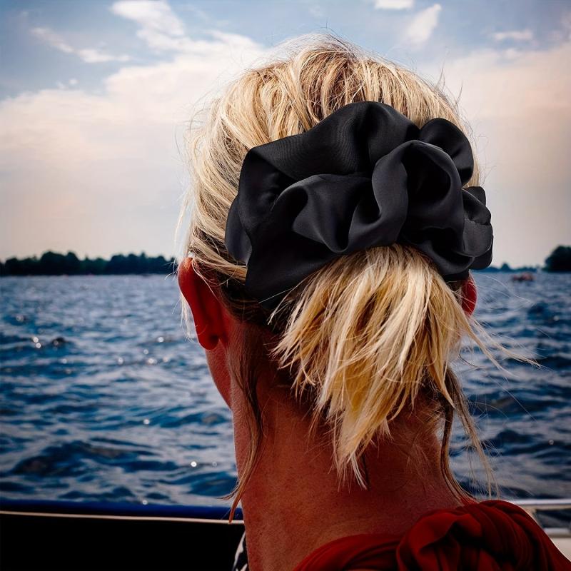 6 PCS Black Satin Hair Rope Headdress Hair Accessories for Women Girls