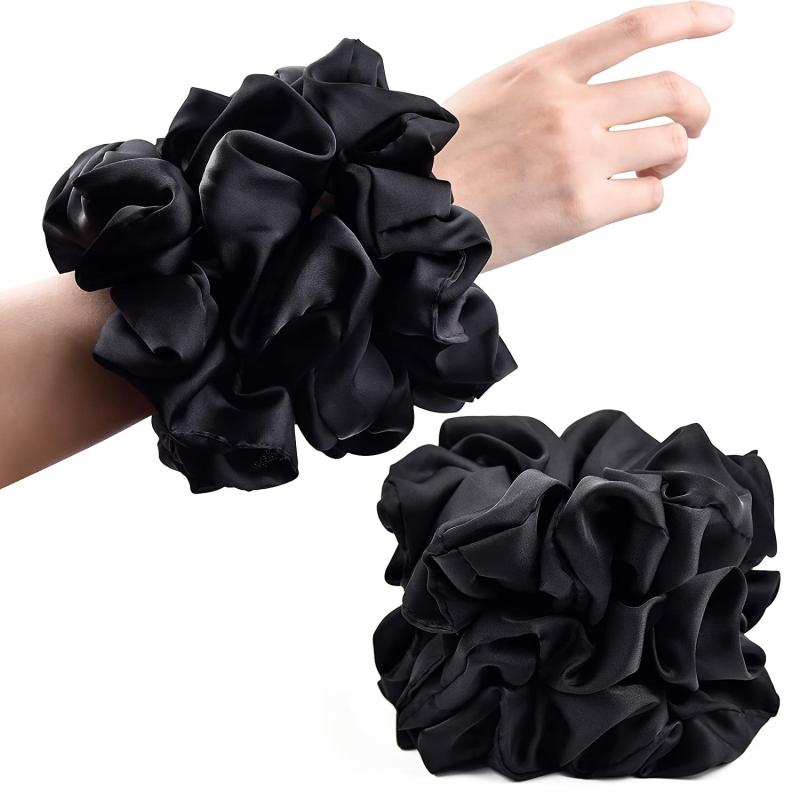 6 PCS Black Satin Hair Rope Headdress Hair Accessories for Women Girls