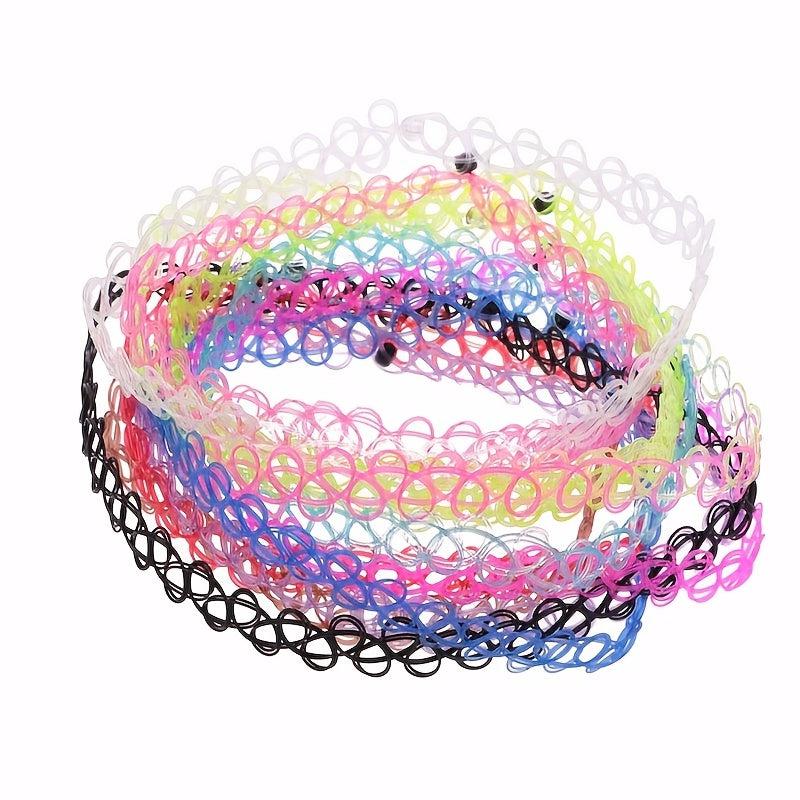 12pcs Vintage Tattoo Chokers Necklace Stretch Henna Gothic Punk Fishing Line Ela