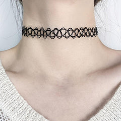 12pcs Vintage Tattoo Chokers Necklace Stretch Henna Gothic Punk Fishing Line Ela