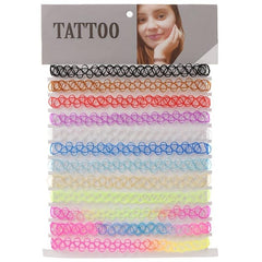 12pcs Vintage Tattoo Chokers Necklace Stretch Henna Gothic Punk Fishing Line Ela