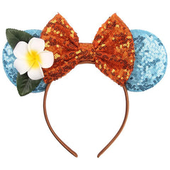 Sequin Mouse Ears Bow Headband Little Mermaid Plaid Bow