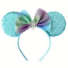 Sequin Mouse Ears Bow Headband Little Mermaid Plaid Bow