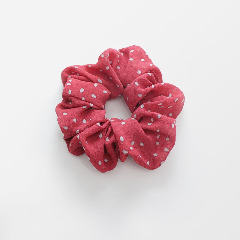 Polka Dot Chiffon Scrunchies Hair Rope Elastic Ponytail Holder