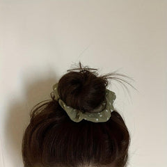 Polka Dot Chiffon Scrunchies Hair Rope Elastic Ponytail Holder