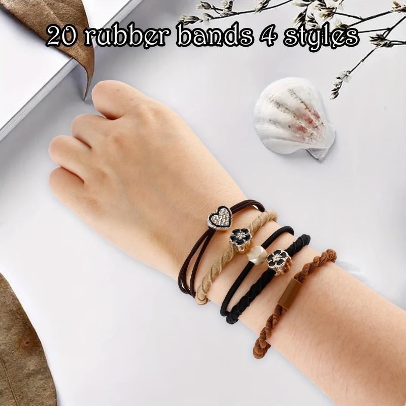 Boho Flower Hair Tie Bracelet Elastic Ponytail Holder