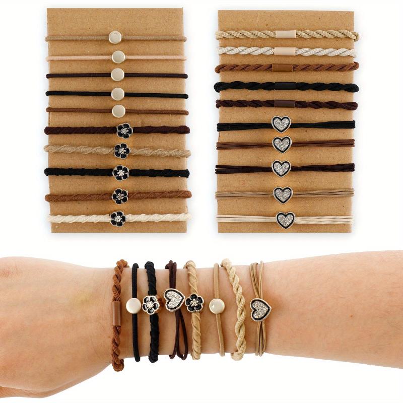 Boho Flower Hair Tie Bracelet Elastic Ponytail Holder