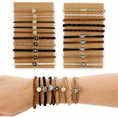 Boho Flower Hair Tie Bracelet Elastic Ponytail Holder