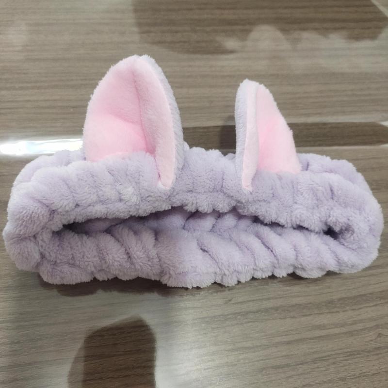 Spa Coral Fleece Headband with Animal Ears for Women