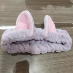 Spa Coral Fleece Headband with Animal Ears for Women