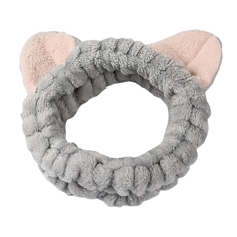 Spa Coral Fleece Headband with Animal Ears for Women