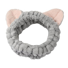 Spa Coral Fleece Headband with Animal Ears for Women