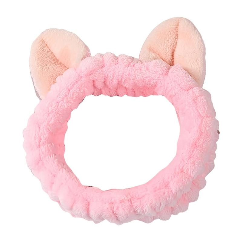 Spa Coral Fleece Headband with Animal Ears for Women