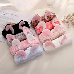 Spa Coral Fleece Headband with Animal Ears for Women
