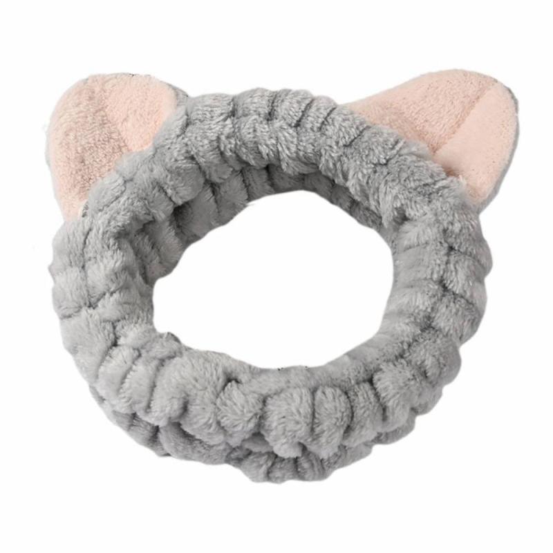 Spa Coral Fleece Headband with Animal Ears for Women