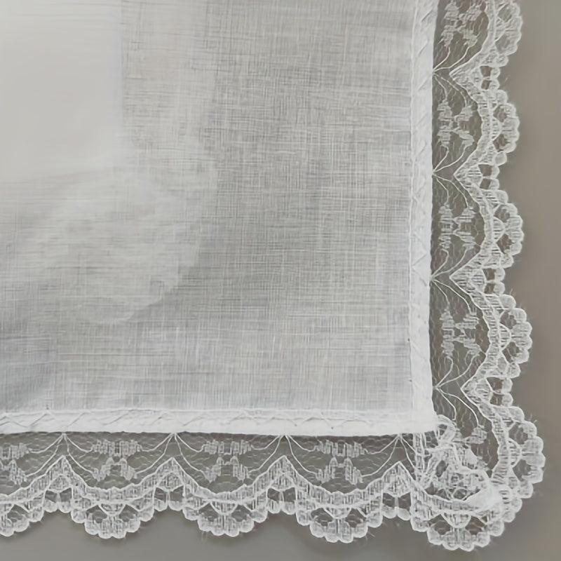 6pcs Lace Trim Handkerchiefs Women's DIY Decoration