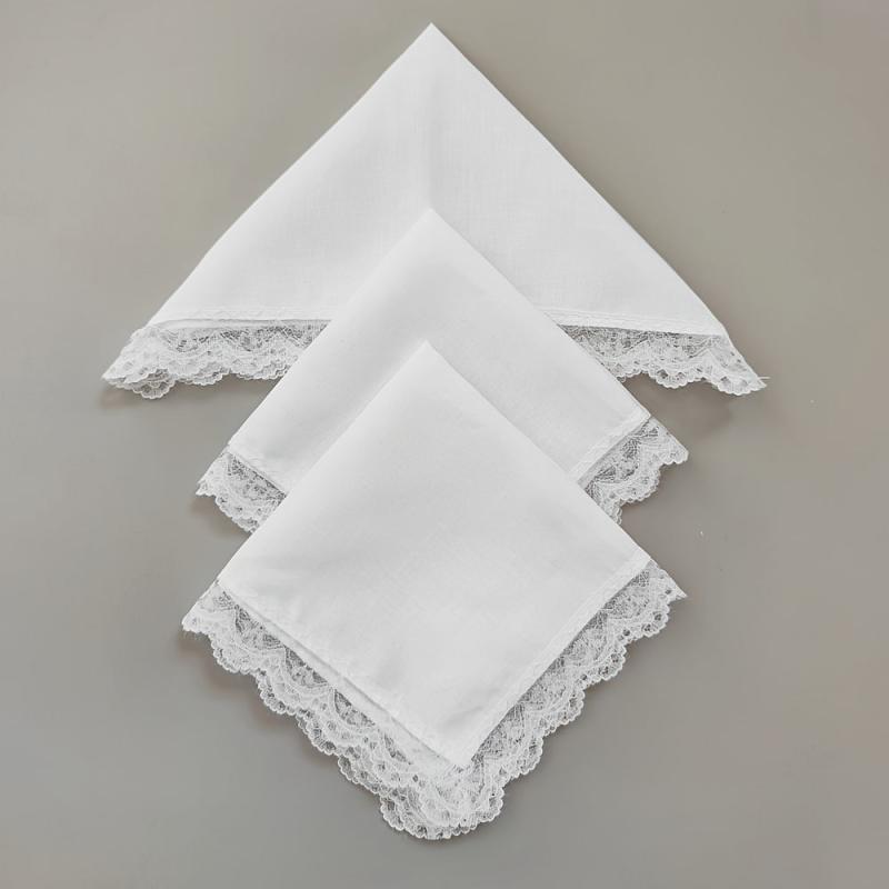 6pcs Lace Trim Handkerchiefs Women's DIY Decoration