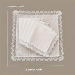 6pcs Lace Trim Handkerchiefs Women's DIY Decoration