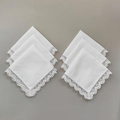 6pcs Lace Trim Handkerchiefs Women's DIY Decoration