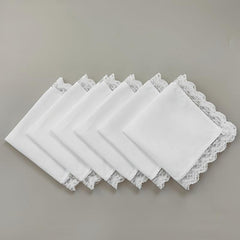 6pcs Lace Trim Handkerchiefs Women's DIY Decoration