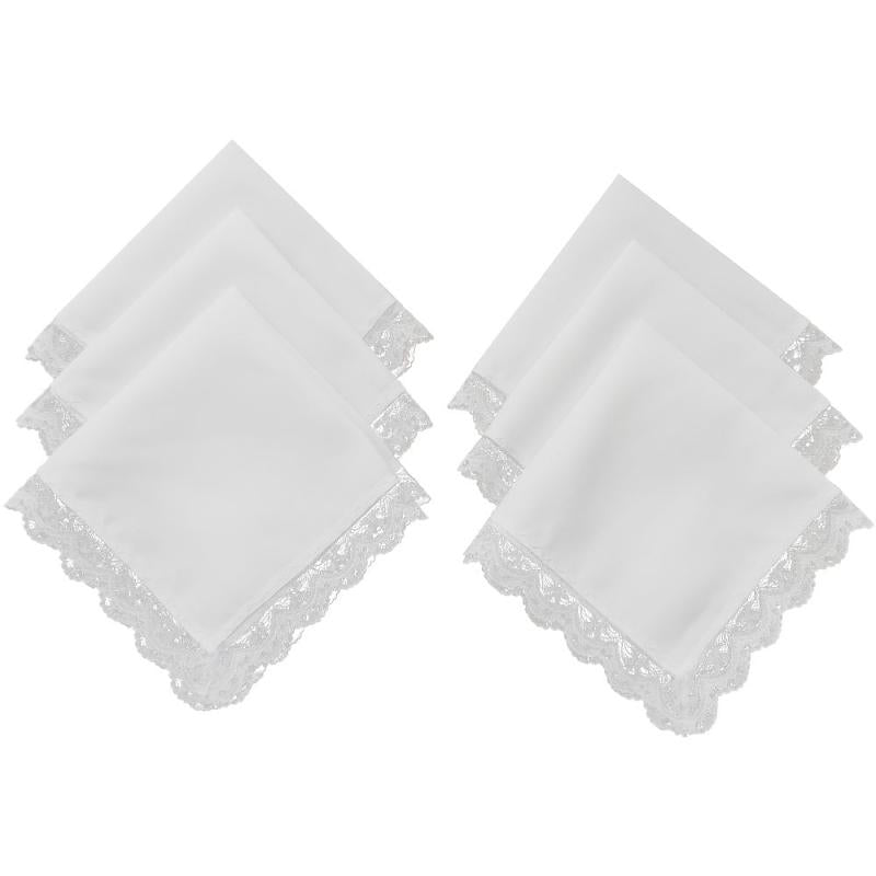 6pcs Lace Trim Handkerchiefs Women's DIY Decoration