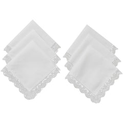6pcs Lace Trim Handkerchiefs Women's DIY Decoration