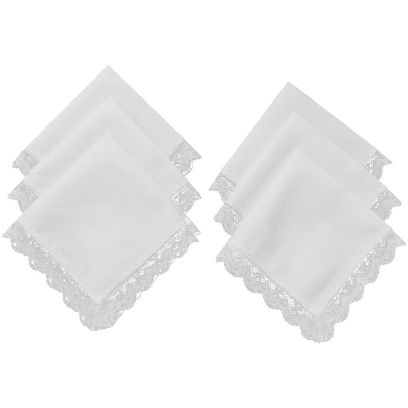 6pcs Lace Trim Handkerchiefs Women's DIY Decoration