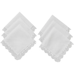 6pcs Lace Trim Handkerchiefs Women's DIY Decoration