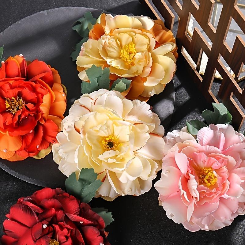 Peony Flower Hair Clips Fabric Assorted Flower Hair Accessories For Women